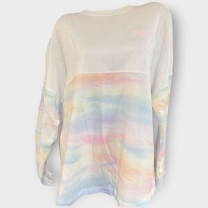 Victoria’s Secret PINK Lg Varsity Crew Long Sleeve Pullover Sweater Pastel NWT